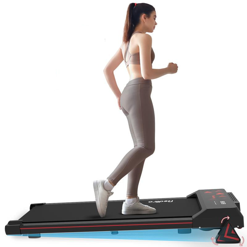 Redliro under Desk Treadmill Walking Pad for Home Office Portable Walking Treadmill 2.25HP Walking Jogging Machine with 265 Lbs Weight Capacity Remote Control LED Display Black